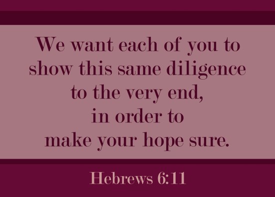 Hebrews 6:11 - We want each of you to show this same diligence to the very end, in order to make your hope sure.