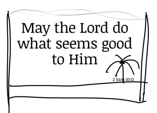 2 Sam 10:12 - Be of good courage, and let us be courageous for our people, and for the cities of our God, and may the LORD do what seems good to him.