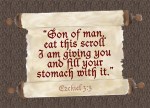 Ezekiel 3:3 - Then he said to me, "Son of man, eat this scroll I am giving you and fill your stomach with it." So I ate it, and it tasted as sweet as honey in my mouth.