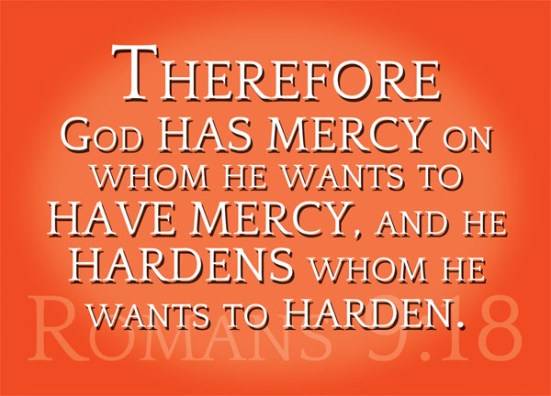 Romans 9:18 - Therefore God has mercy on whom he wants to have mercy, and he hardens whom he wants to harden.