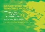 John 6:27 - Do not work for food that spoils, but for food that endures to eternal life, which the Son of Man will give you. For on him God the Father has placed his seal of approval.